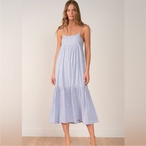 Blue and white stripped maxi dress